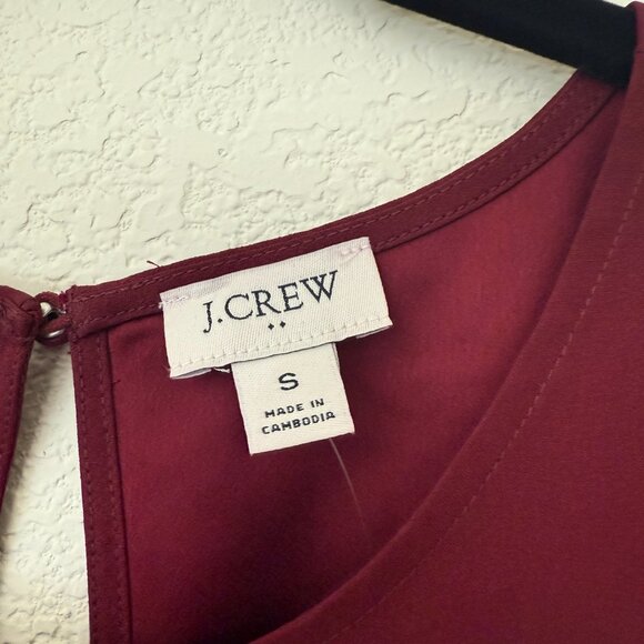 NWT J. Crew Factory Burgundy Short Sleeve Blouse - Picture 3 of 4